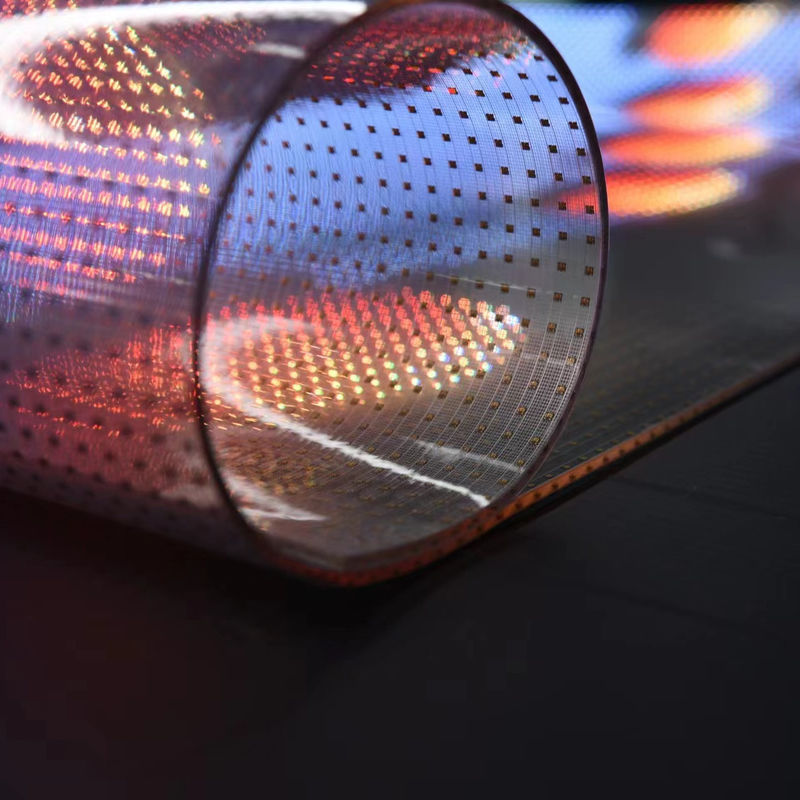 Πυρόστερη εσωτερική διαφανής σήμανση LED, Πολυχρωματική διαφανής οθόνη ταινίας LED