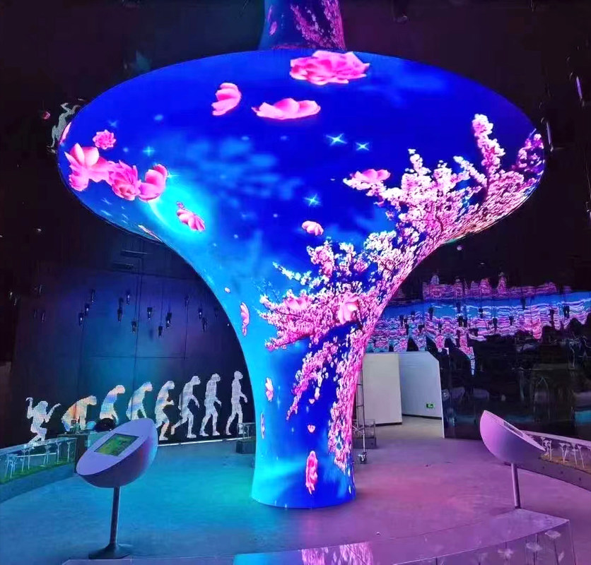 Στρογγυλή λεπτή ευέλικτη οθόνη οθόνης LED P1.8 P2 P2.5 P3 πλήρες χρώμα